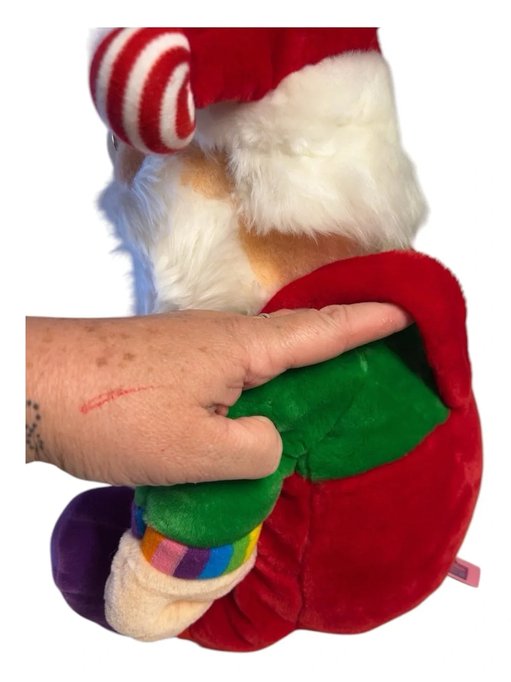 Vtg 90’s Sugar Plum Junction Santa Plush Rainbow Cuffs Purple Feet 19.5” Large
